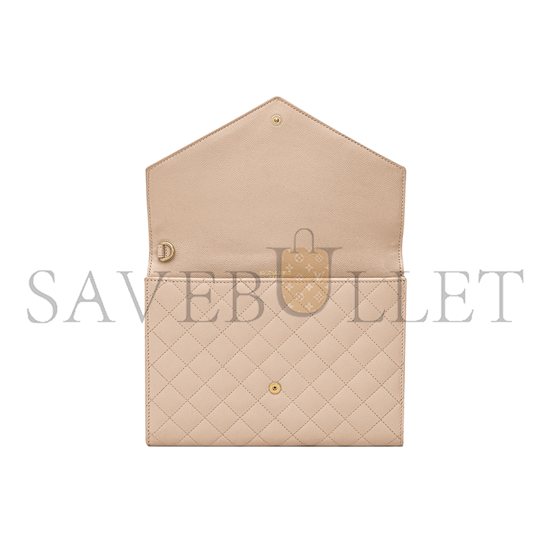 YSL ENVELOPE FLAP POUCH IN MIX MATELASSÉ GRAIN DE POUDRE LEATHER 651030BOW912721 (21*16*3cm)